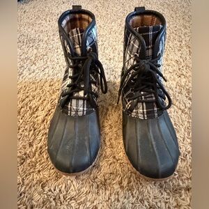 Simply Southern Plaid Boots -  black and whites